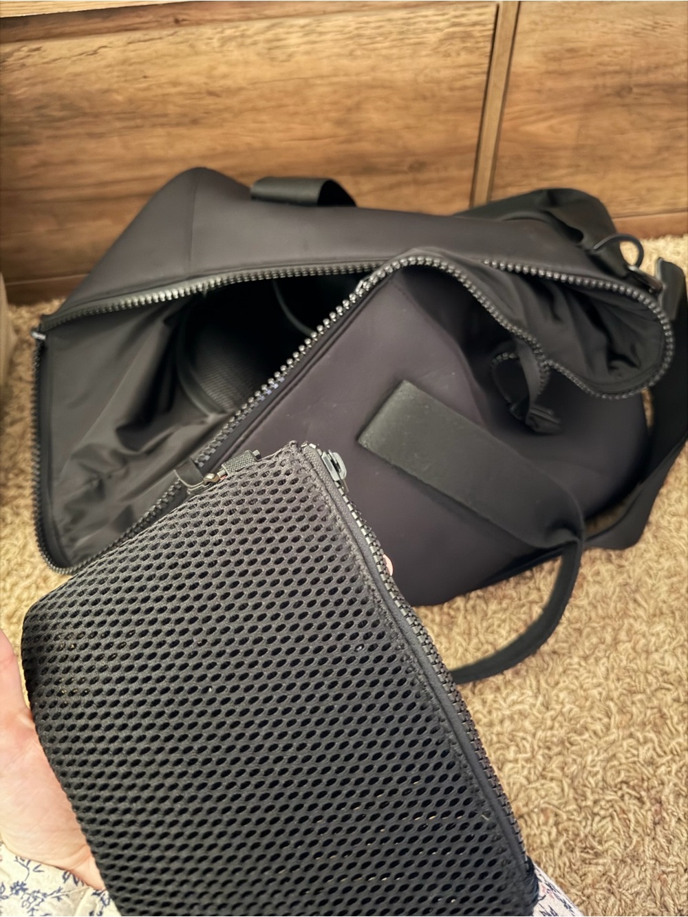 Dagne Dover Black Duffel with Adjustable Shoulder Strap - Picture 4 of 5